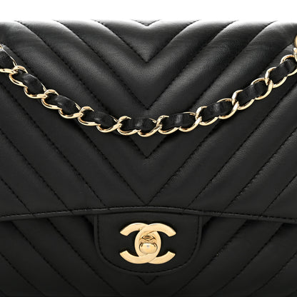 Chanel Lambskin Chevron Quilted Medium Double Flap Black 5 of 11