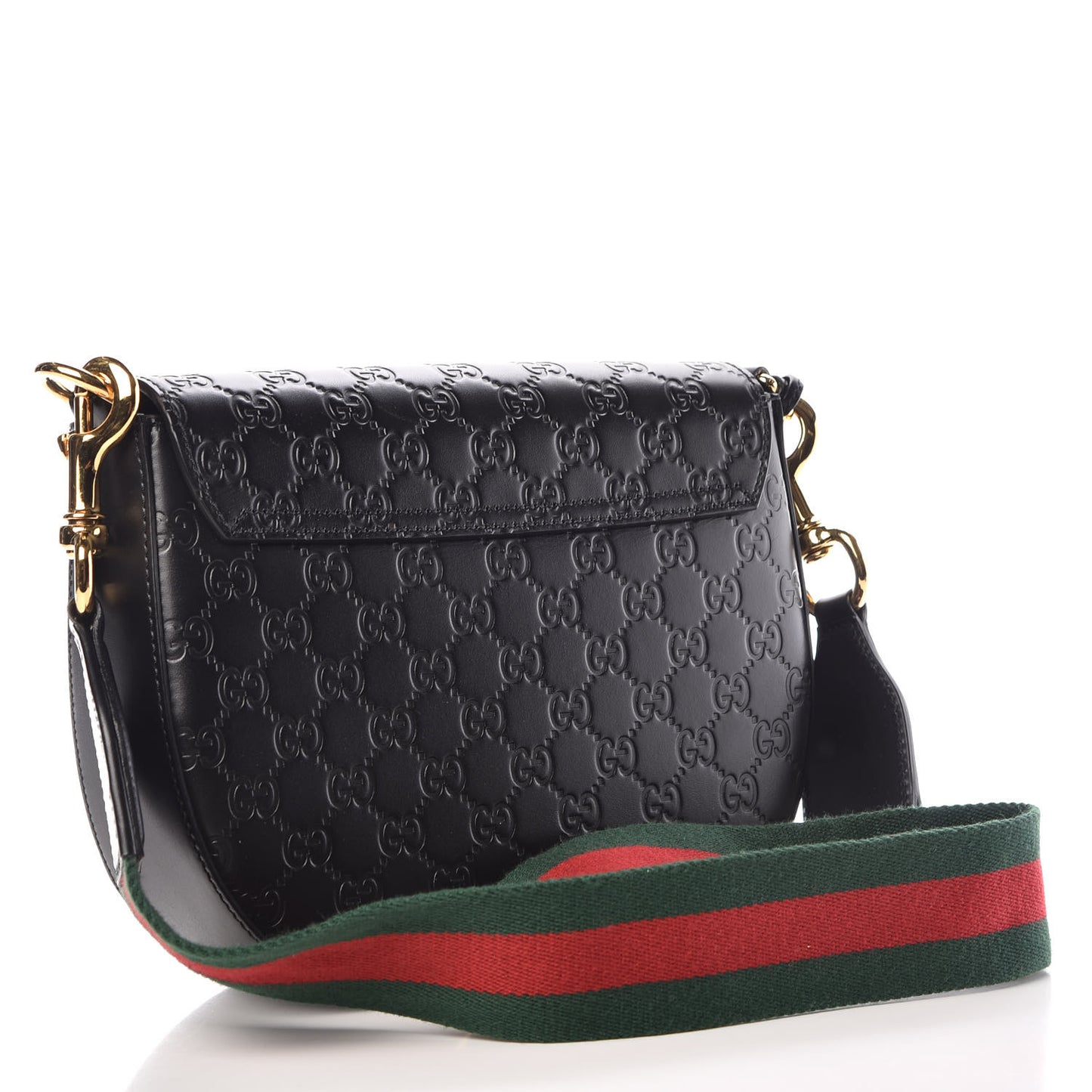 Guccissima Web Medium Padlock Messenger Shoulder Bag Black
