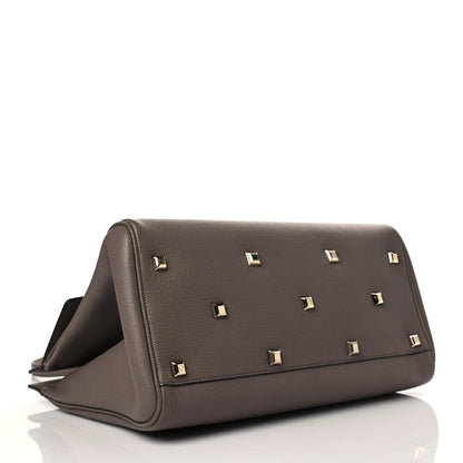 Salvatore Ferragamo Hammered Calfskin Medium Studio Bag Caraway Seed 4 of 9