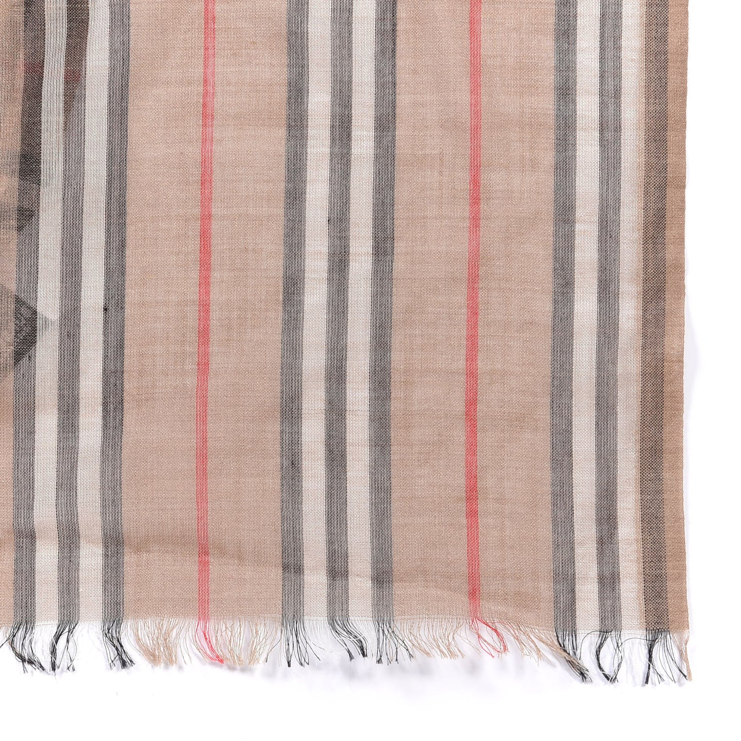 Wool Silk Icon Stripe Vintage Check Lightweight Scarf Archive Beige