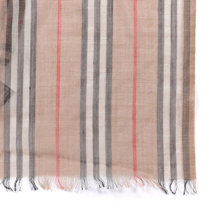 Burberry Wool Silk Icon Stripe Vintage Check Lightweight Scarf Archive Beige 3 of 4