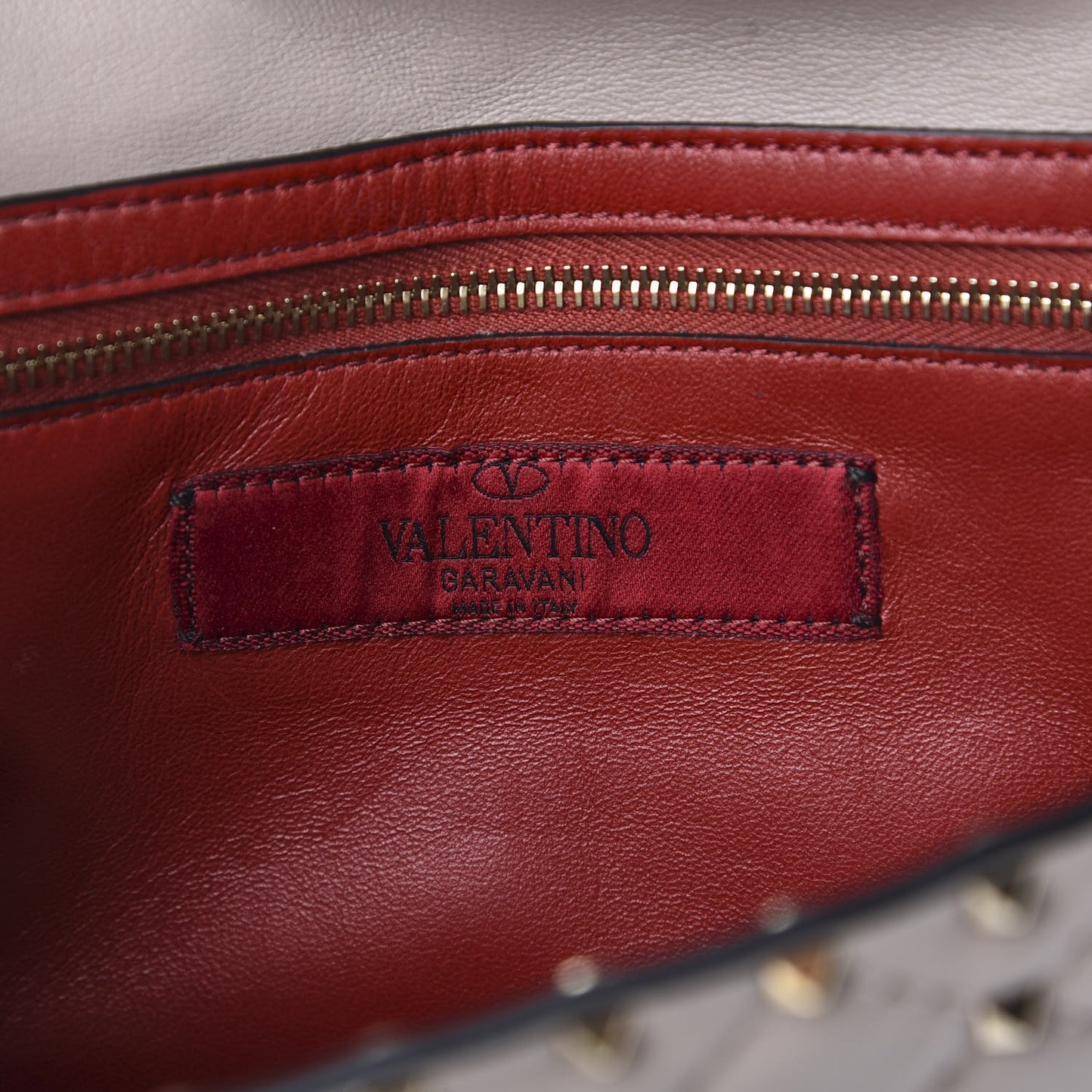 Lambskin Rockstud Spike Wallet on Chain Poudre