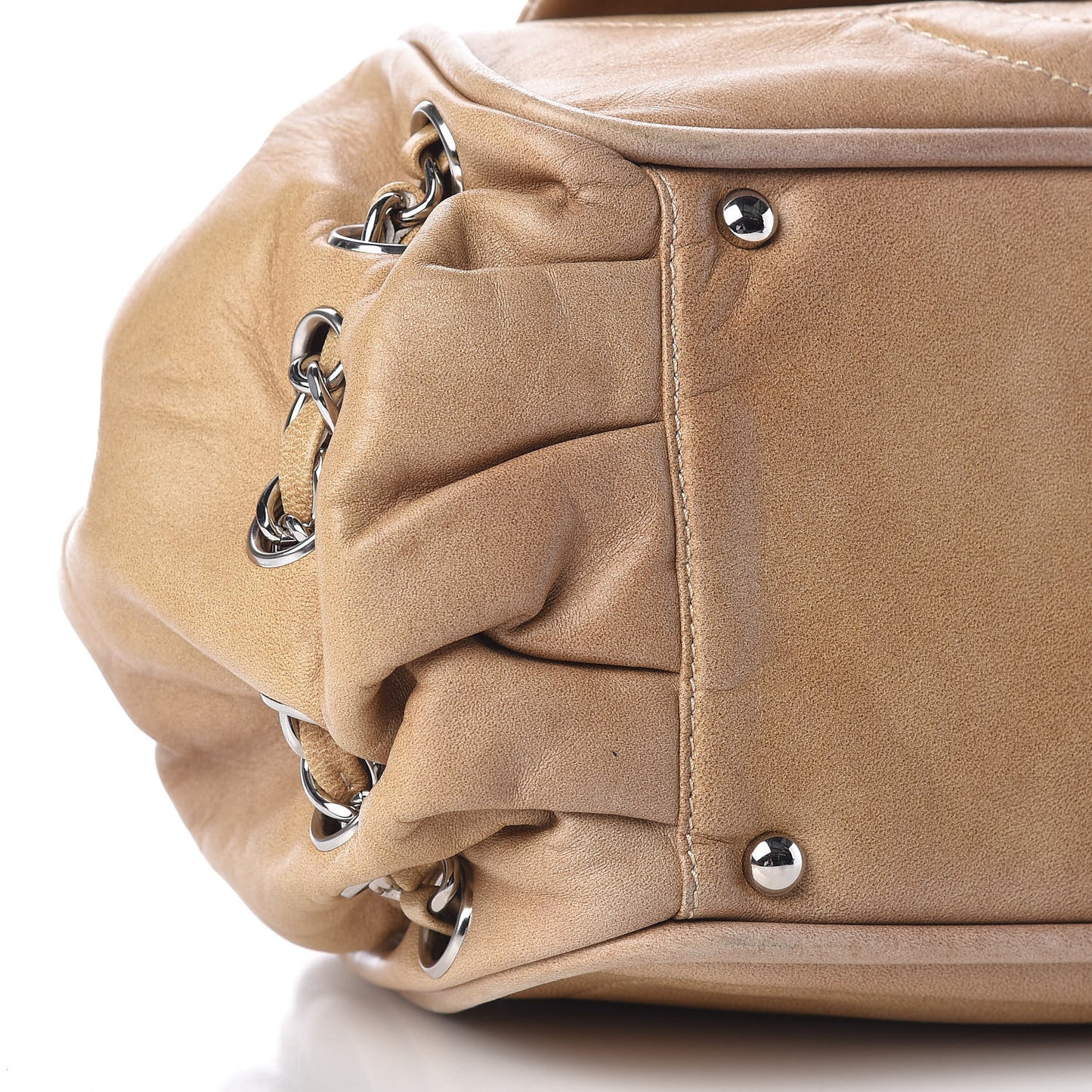 Calfskin Diagonal Ligne Flap Beige