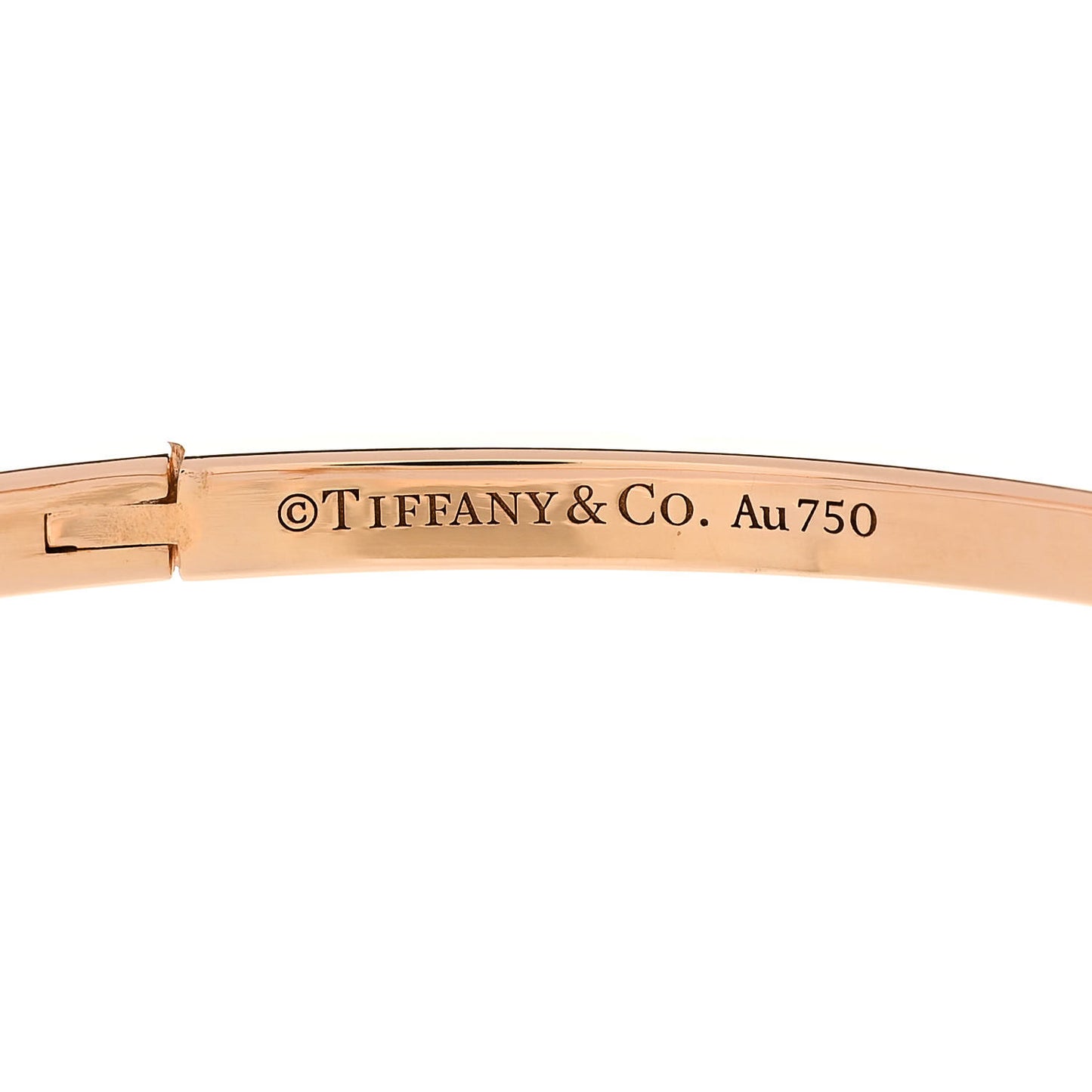 18K Rose Gold Narrow T T1 Hinged Bangle Bracelet