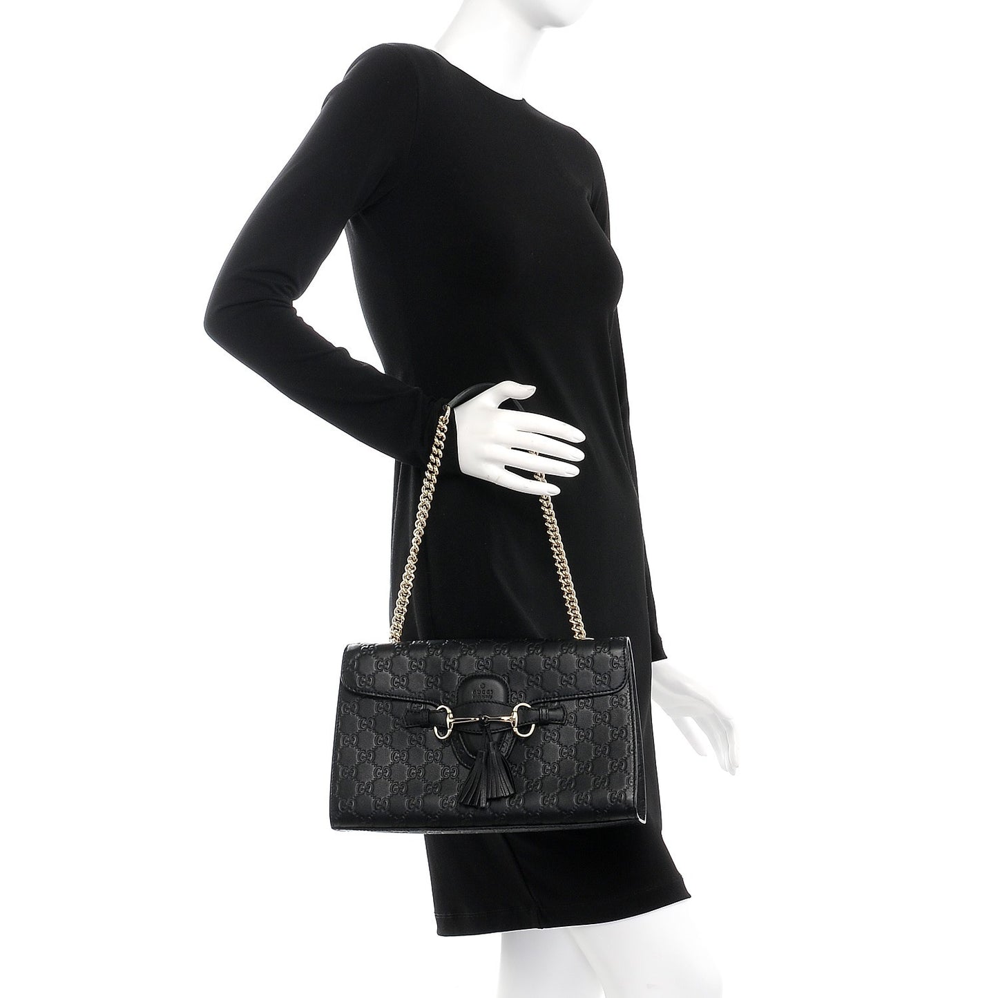 Guccissima Medium Emily Chain Shoulder Bag Black