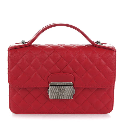Chanel Goatskin Quilted Small CC University Top Handle Flap Red 1 of 9