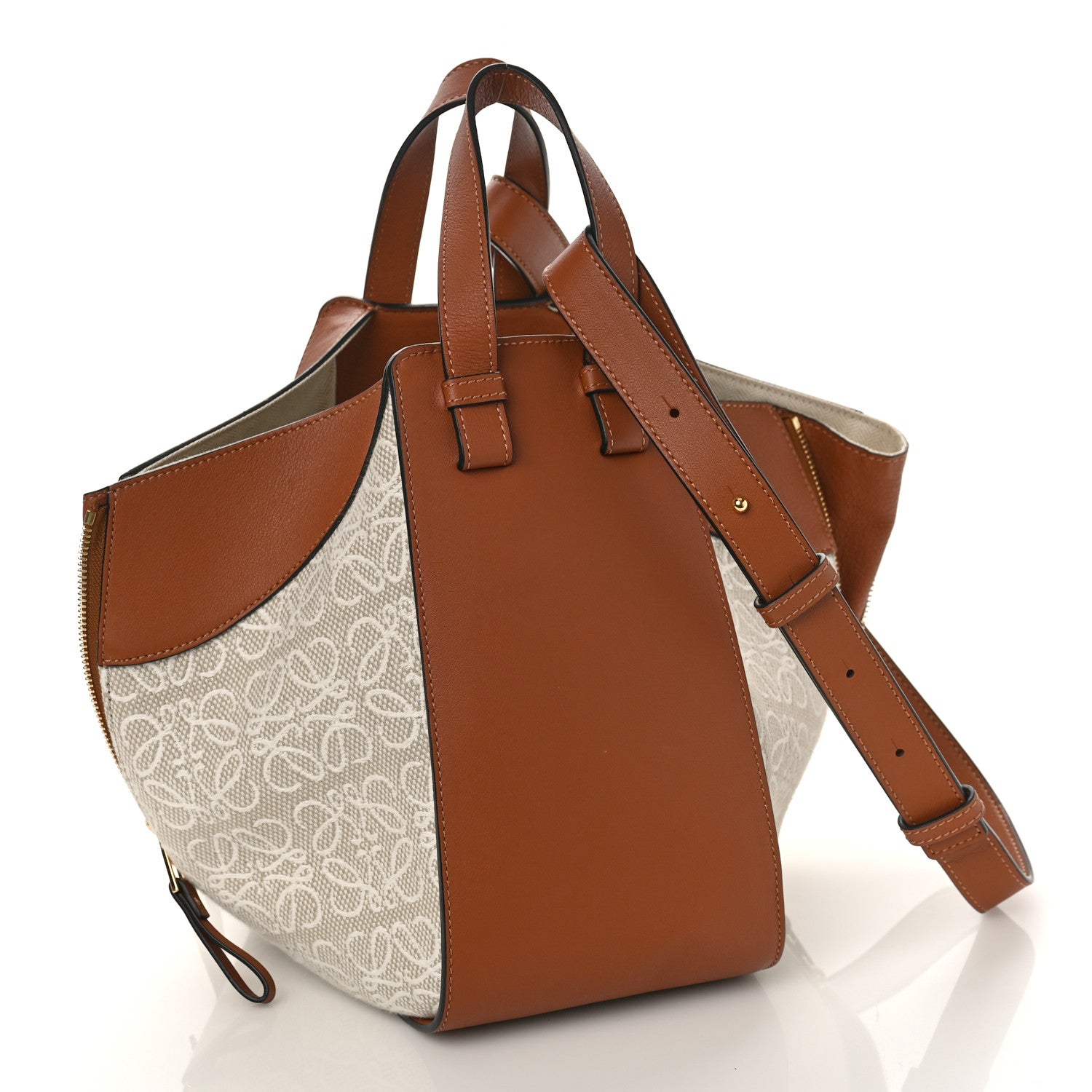 Loewe Calfskin Canvas Anagram Small Hammock Shoulder Bag Ecru Tan 3 of 8
