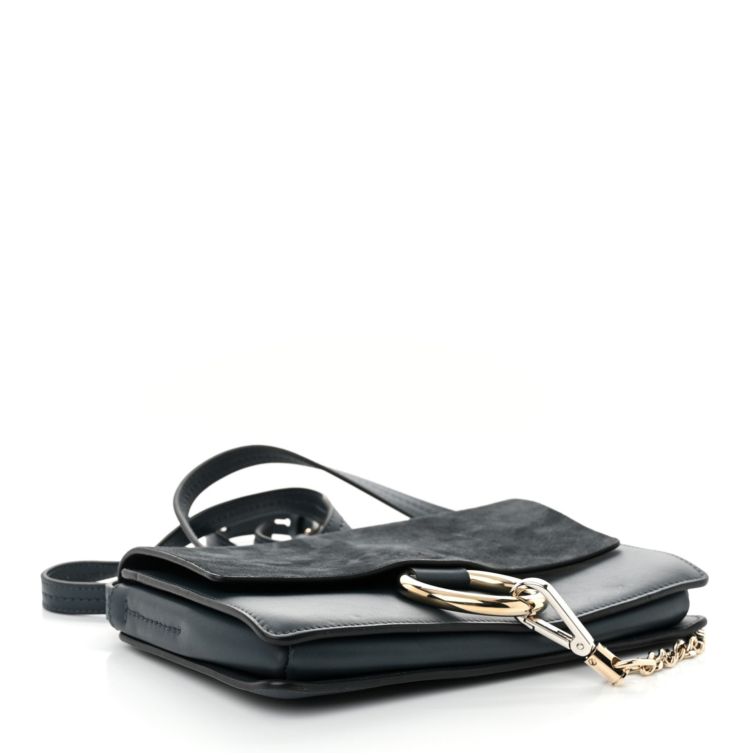Chloe Suede Calfskin Small Faye Shoulder Bag Silver Blue 4 of 10