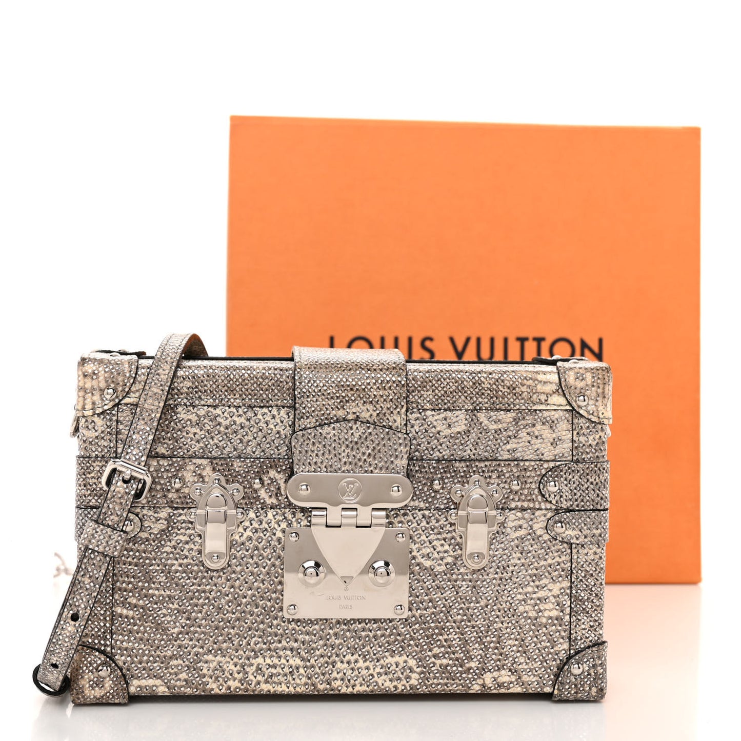 Lizard Petite Malle Silver