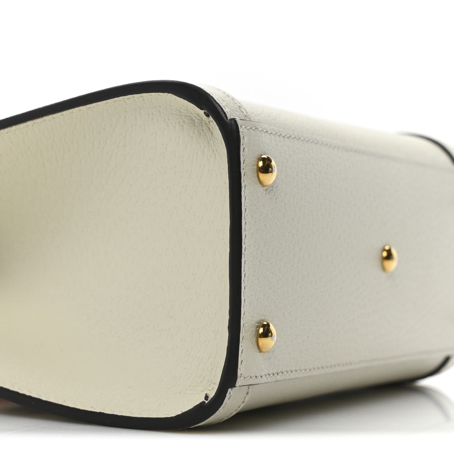 Textured Dollar Calfskin Web Mini Diana Tote Bag Mystic White