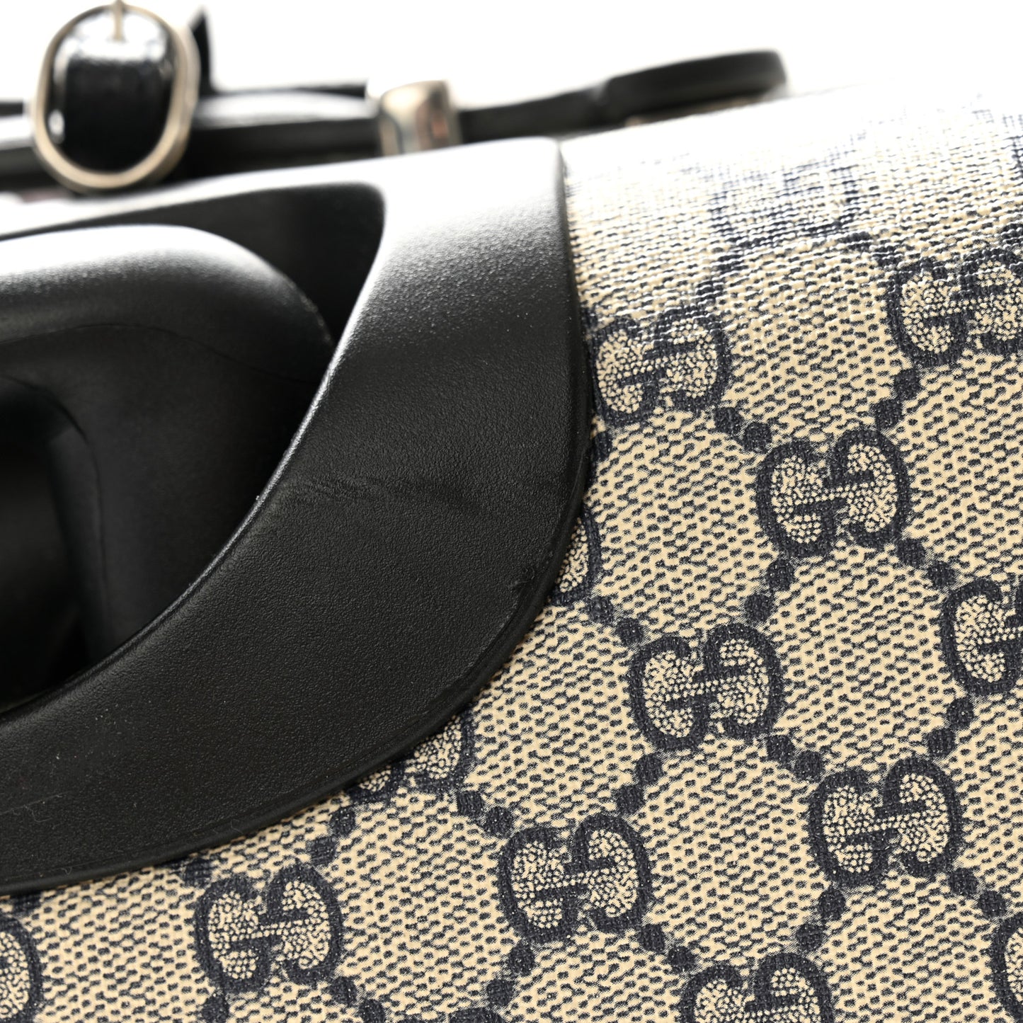 GG Supreme Monogram Textured Dollar Calfskin Web Small Savoy Cabin Trolley Beige Blue