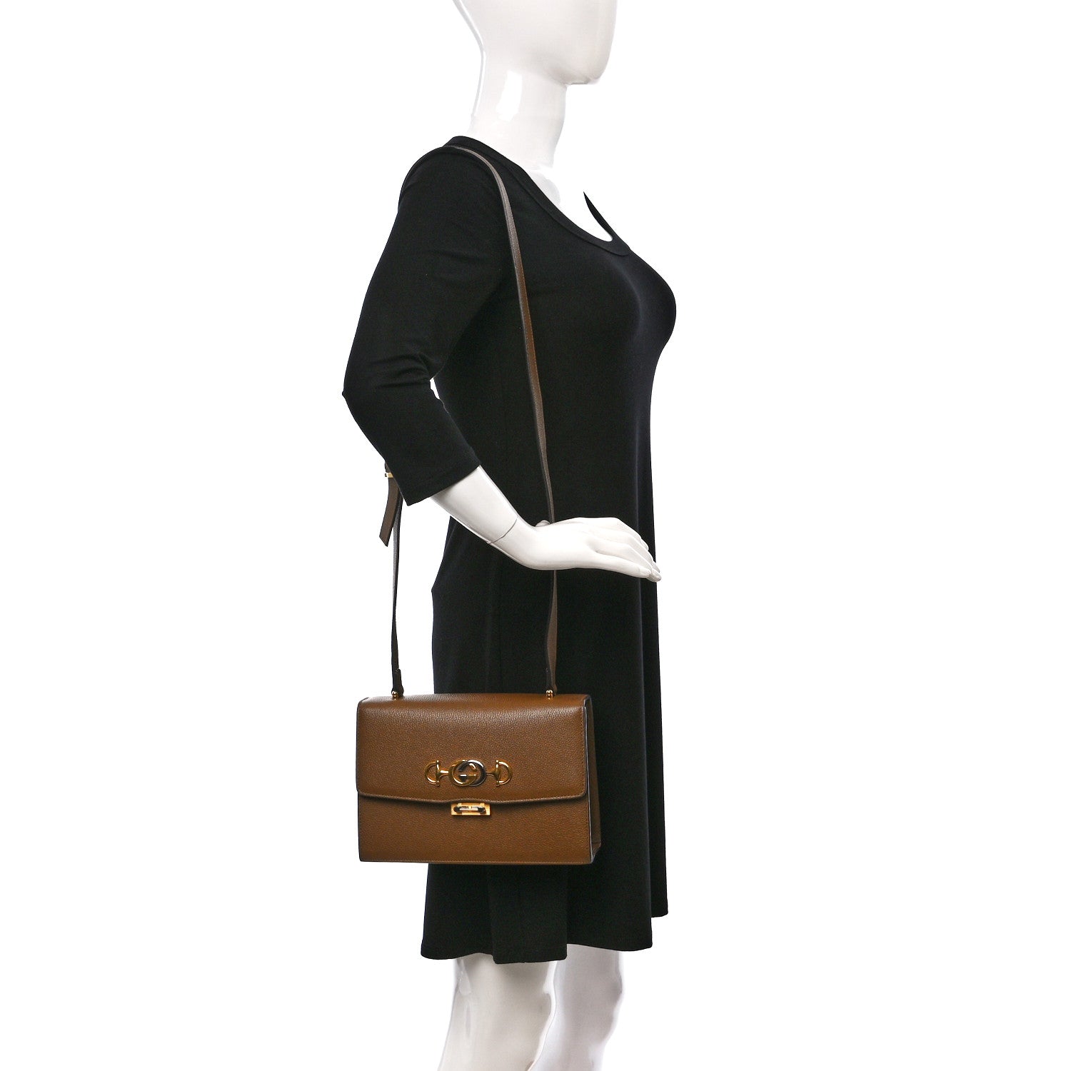 Gucci Grainy Calfskin Small Zumi Shoulder Bag Friky Taupe 2 of 9