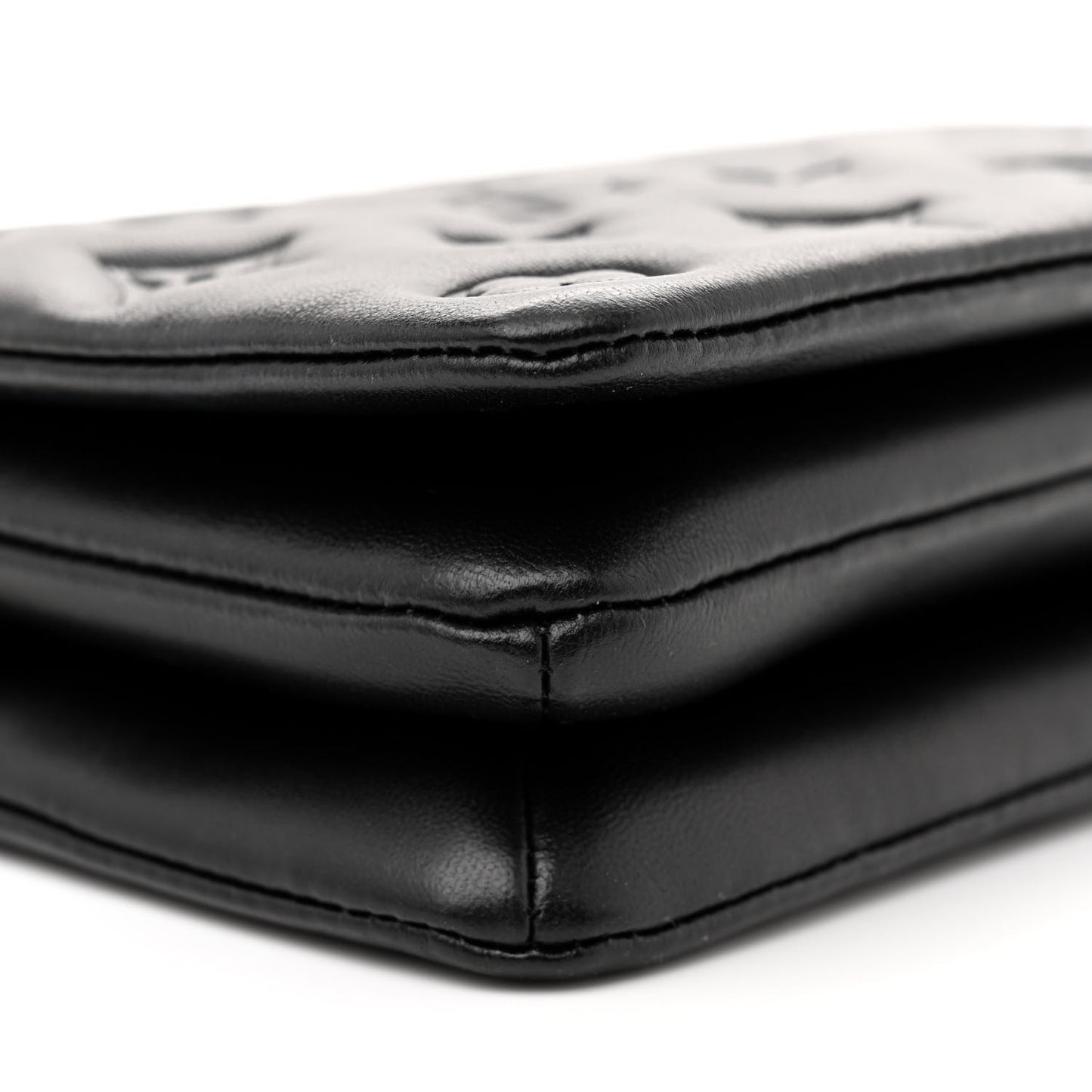 Lambskin Embossed Monogram Pochette Coussin Black