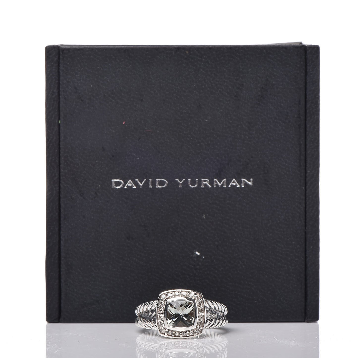 Sterling Silver Diamond Prasiolite 7mm Petite Albion Ring 54 7