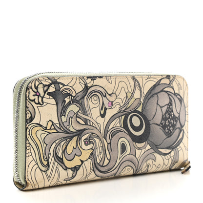 Prada X JAMES JEAN Glace Calfskin Rabbit Print Zip Around Wallet Opaline 3 of 11