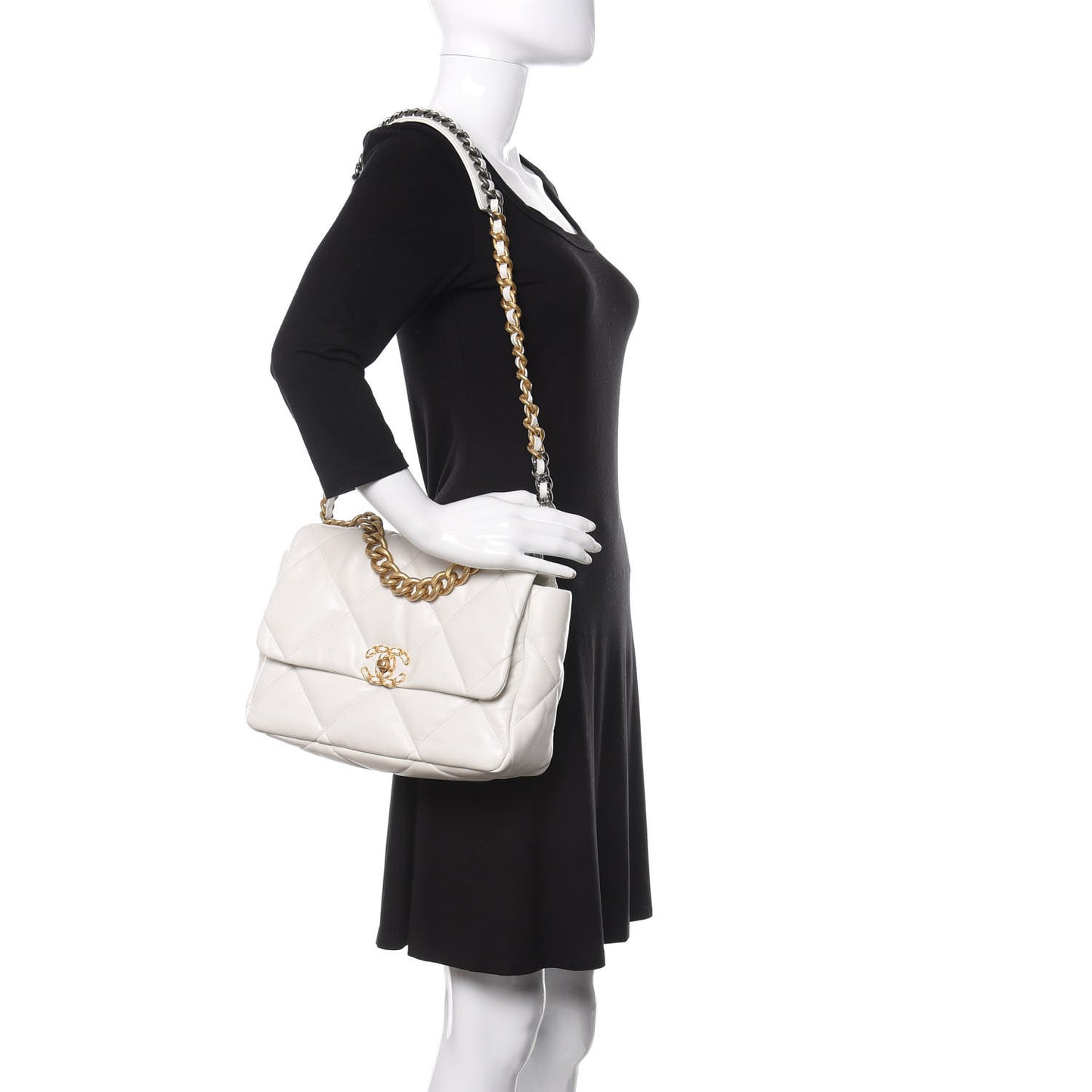 Goatskin Quilted Large 19 Flap White