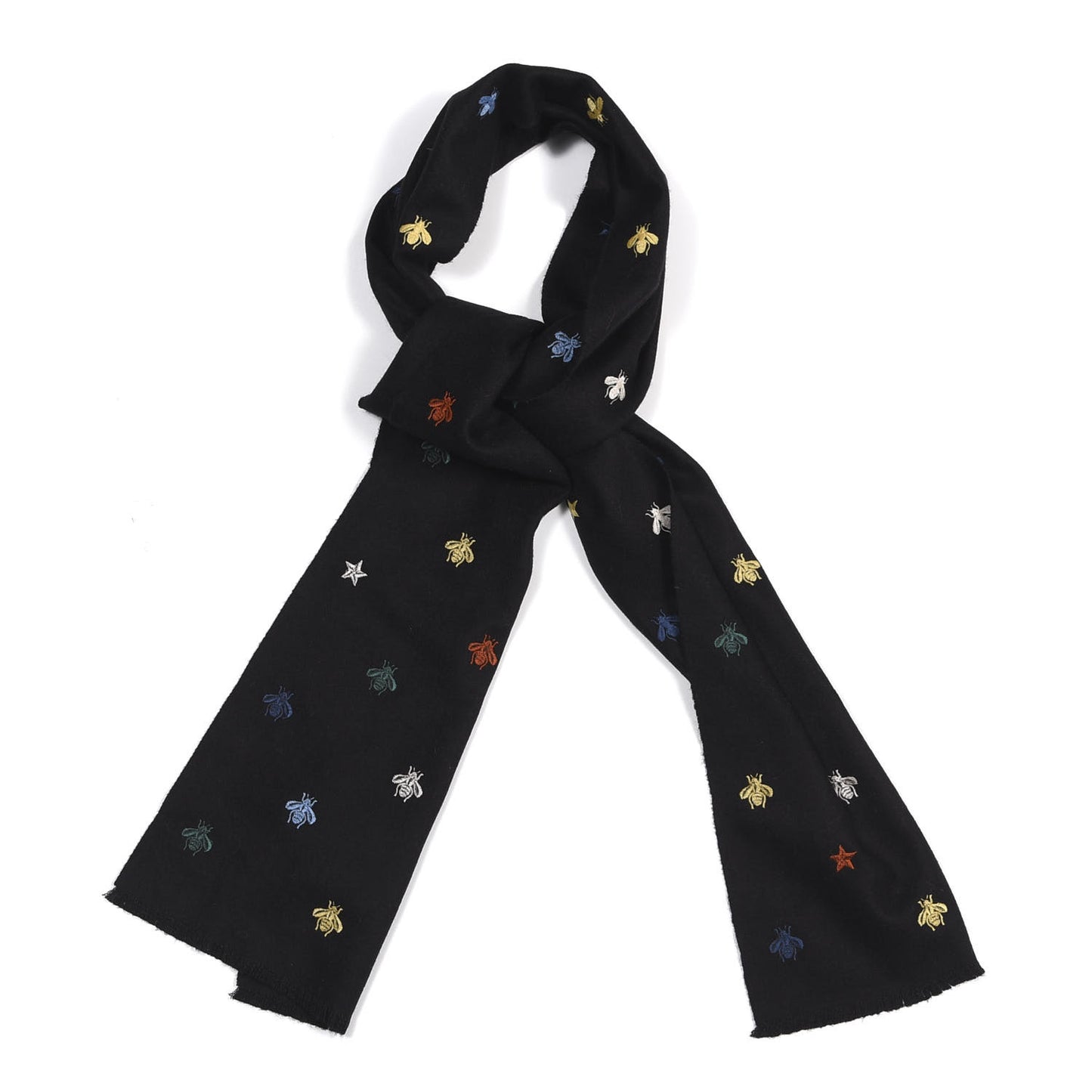 Silk Cashmere Bee Stardust Scarf Black