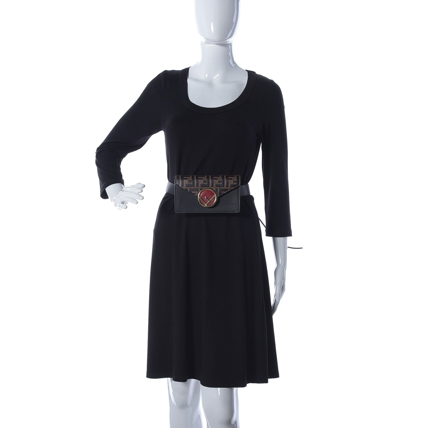 Fendi Vitello Cruise F is Fendi Bi-Color FF 1974 Embossed Envelope Belt Bag Maya Black 2 of 10