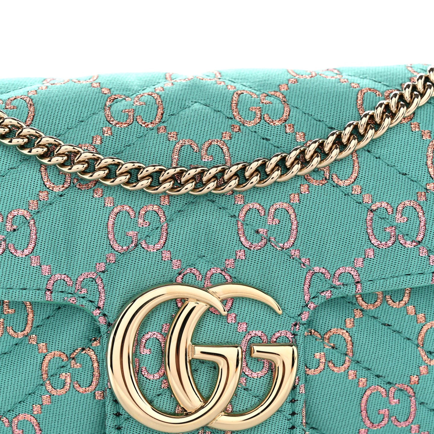 Jacquard Super Mini GG Marmont Shoulder Bag Green
