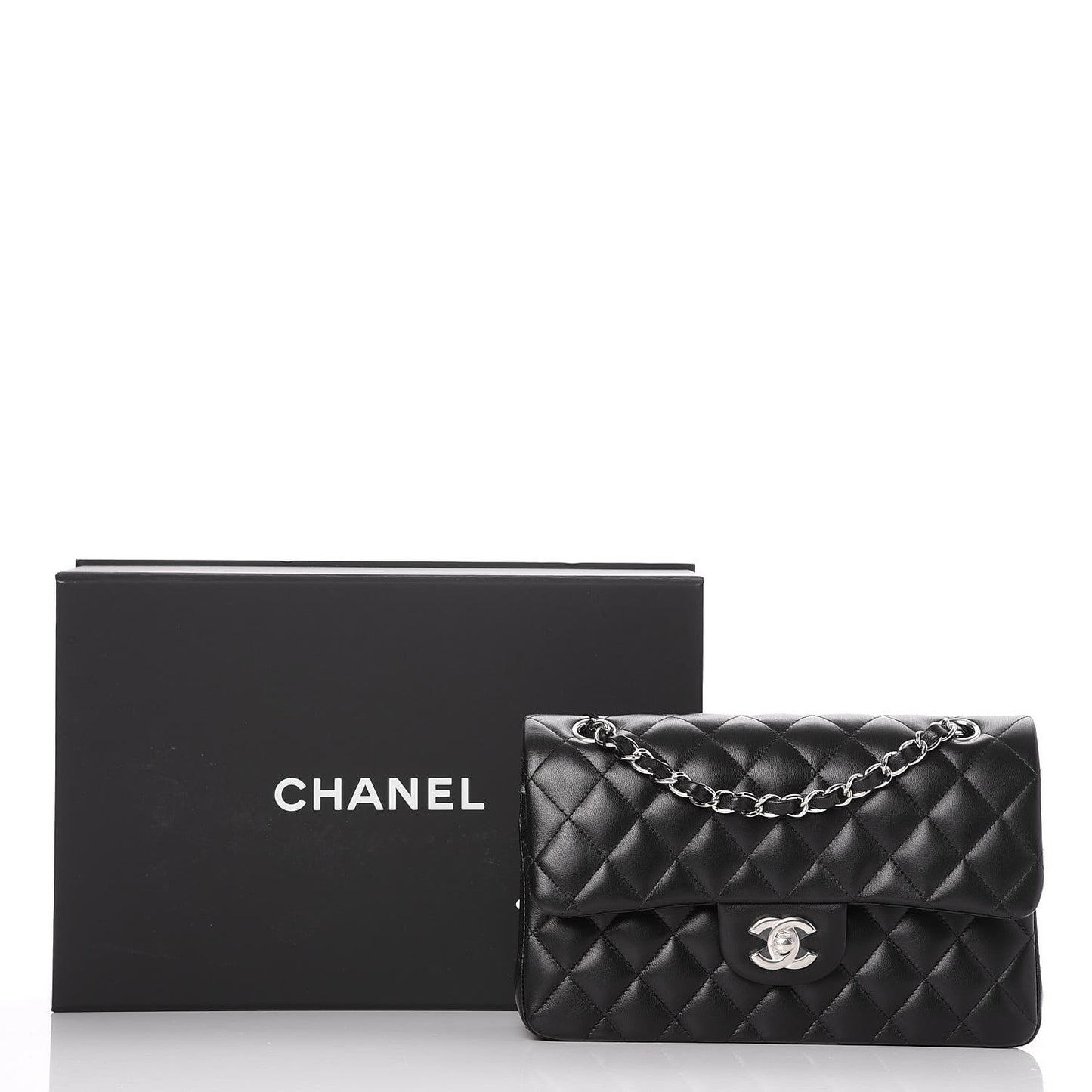 Lambskin Quilted Small Double Flap Black