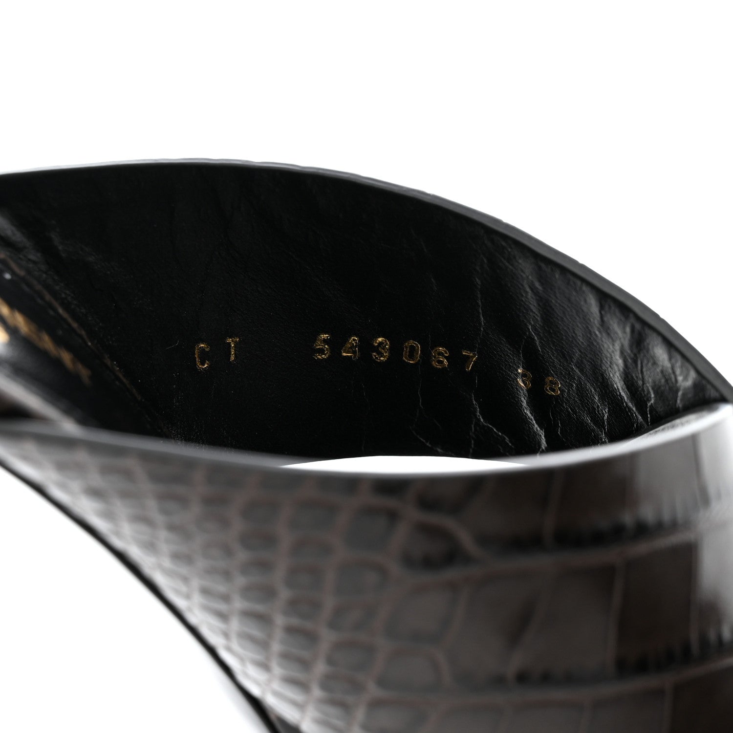 Saint Laurent Crocodile Embossed Calfskin LouLou Mule Sandals 38 Ultra 38 Grey 6 of 9