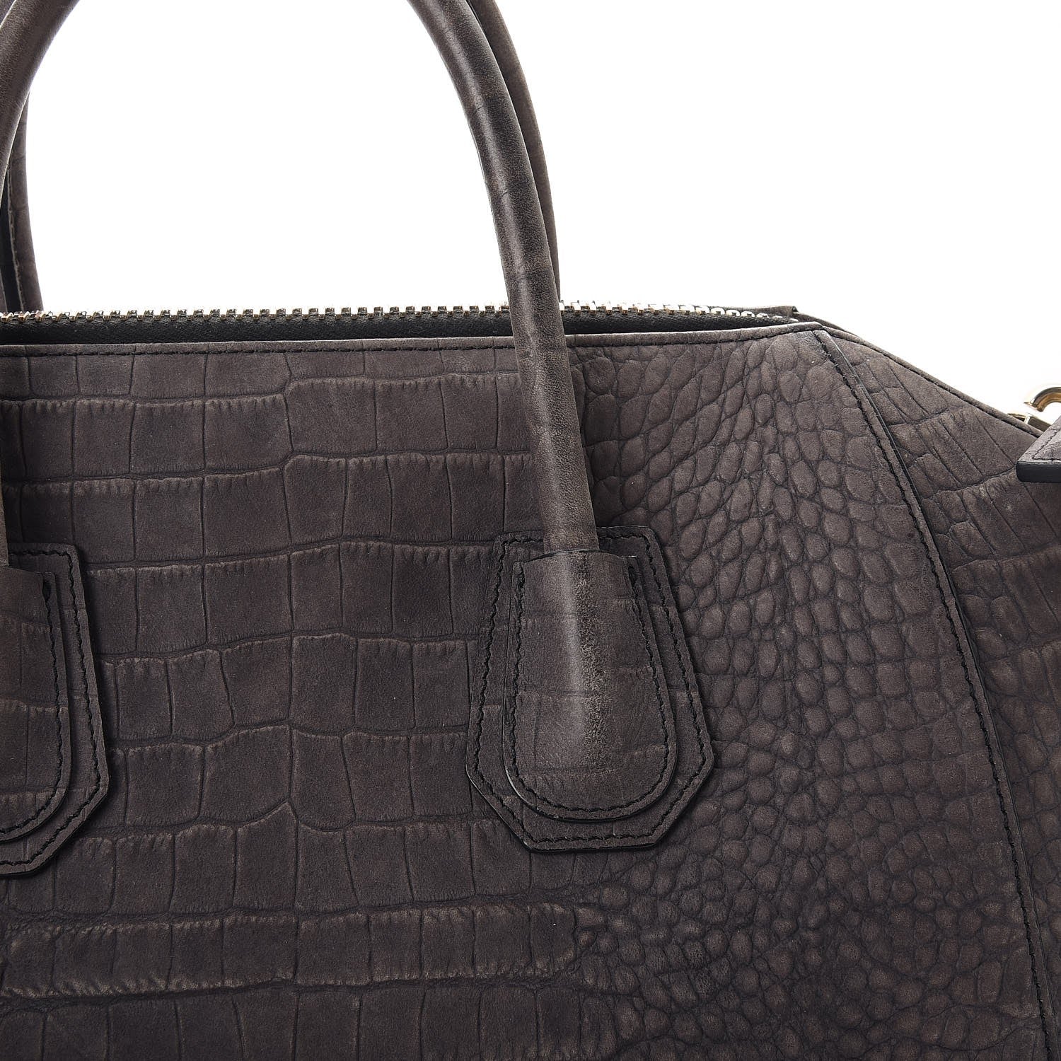 Givenchy Nubuck Crocodile Embossed Medium Antigona Washed Black 8 of 14