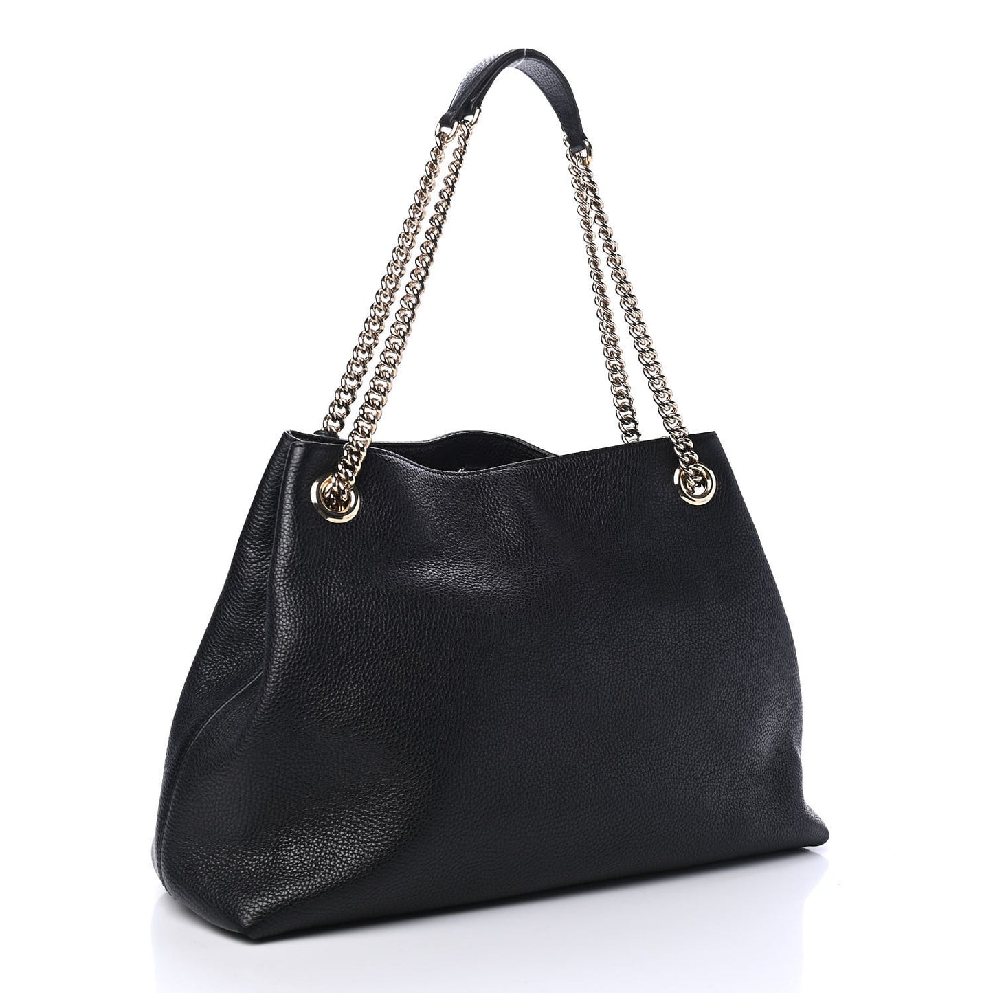 Pebbled Calfskin Medium Soho Chain Shoulder Bag Black