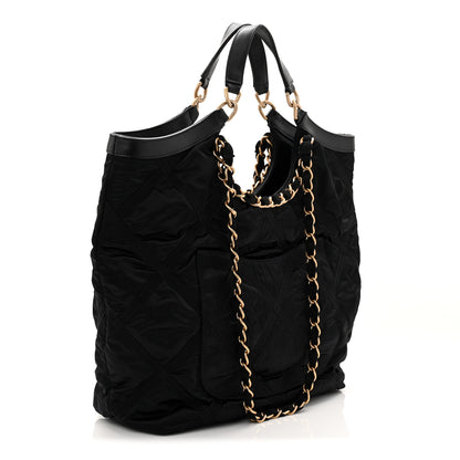 Chanel Nylon Grosgrain Quilted Lifestyle Shopping Tote Black 4 of 11