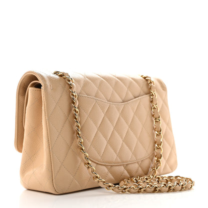 Chanel Caviar Quilted Medium Double Flap Beige 2 of 12