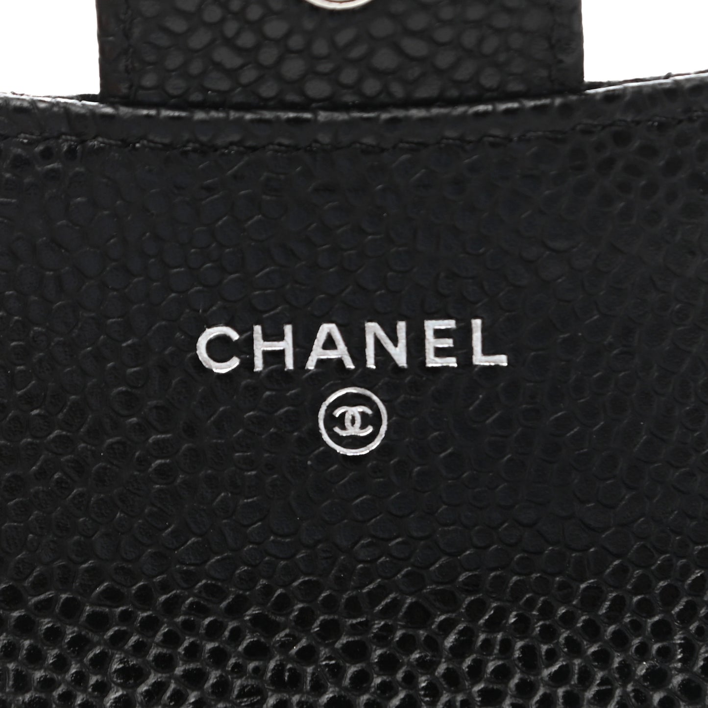 Caviar Quilted Flap Card Holder Wallet Black