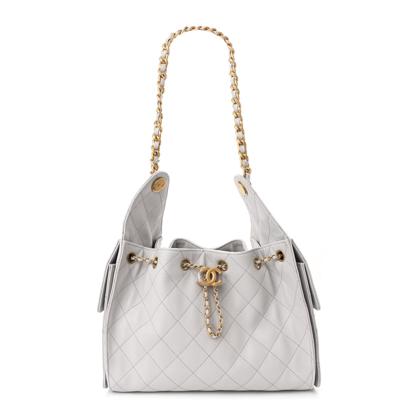 Caviar Quilted Small Chanel 25 Handbag Light Grey