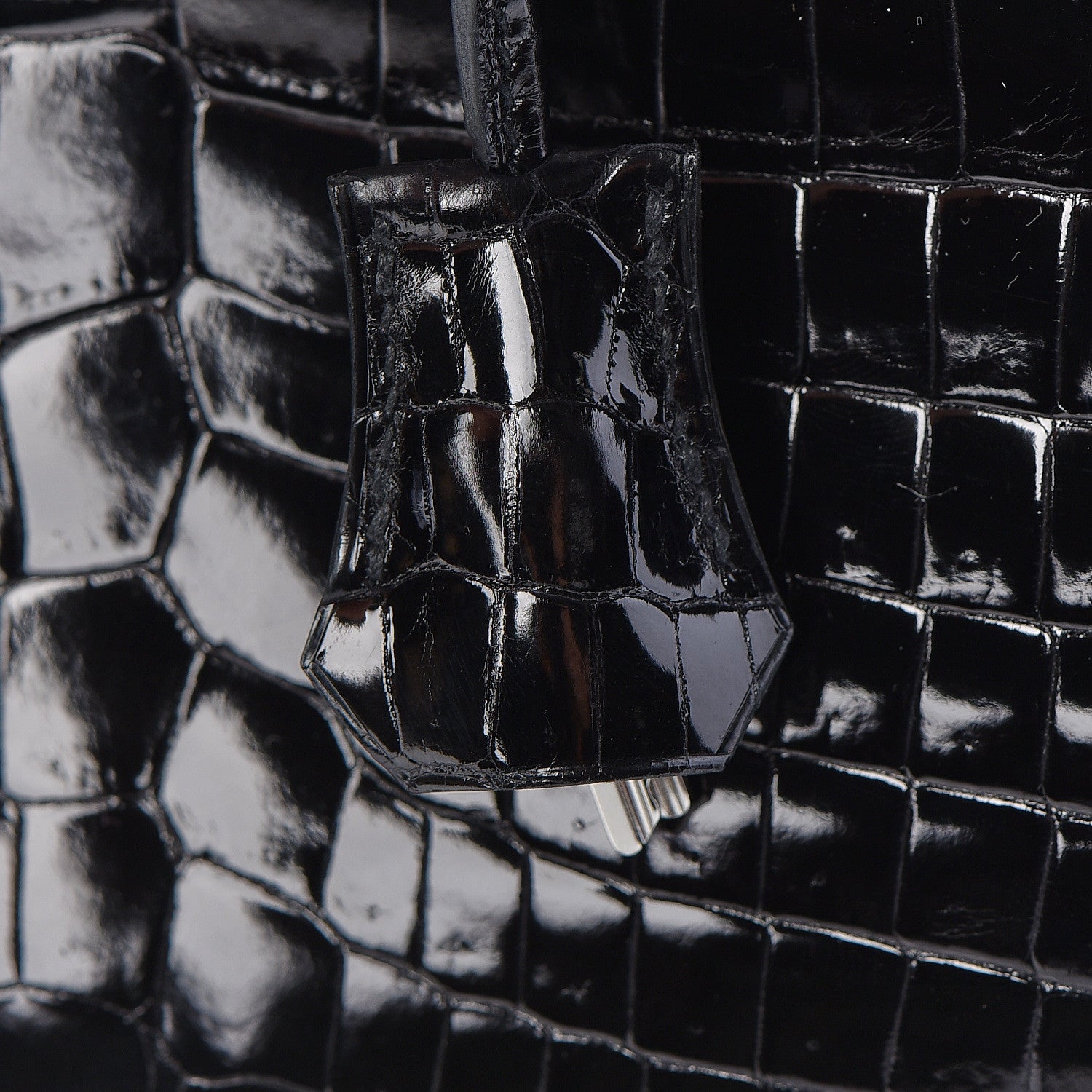 Hermes Shiny Niloticus Crocodile Birkin 25 Black 34 of 36