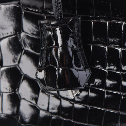 Hermes Shiny Niloticus Crocodile Birkin 25 Black 34 of 36