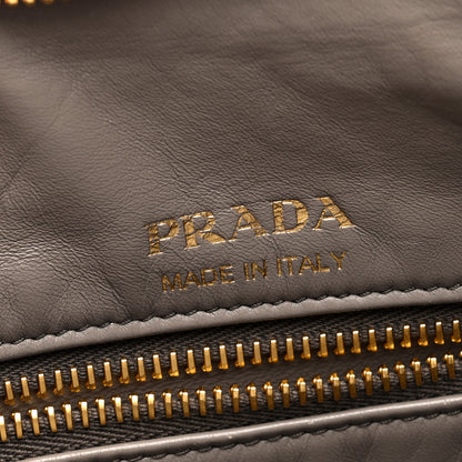 Prada Vitello Daino Soft Large Zippered Messenger Hobo Argilla 6 of 9