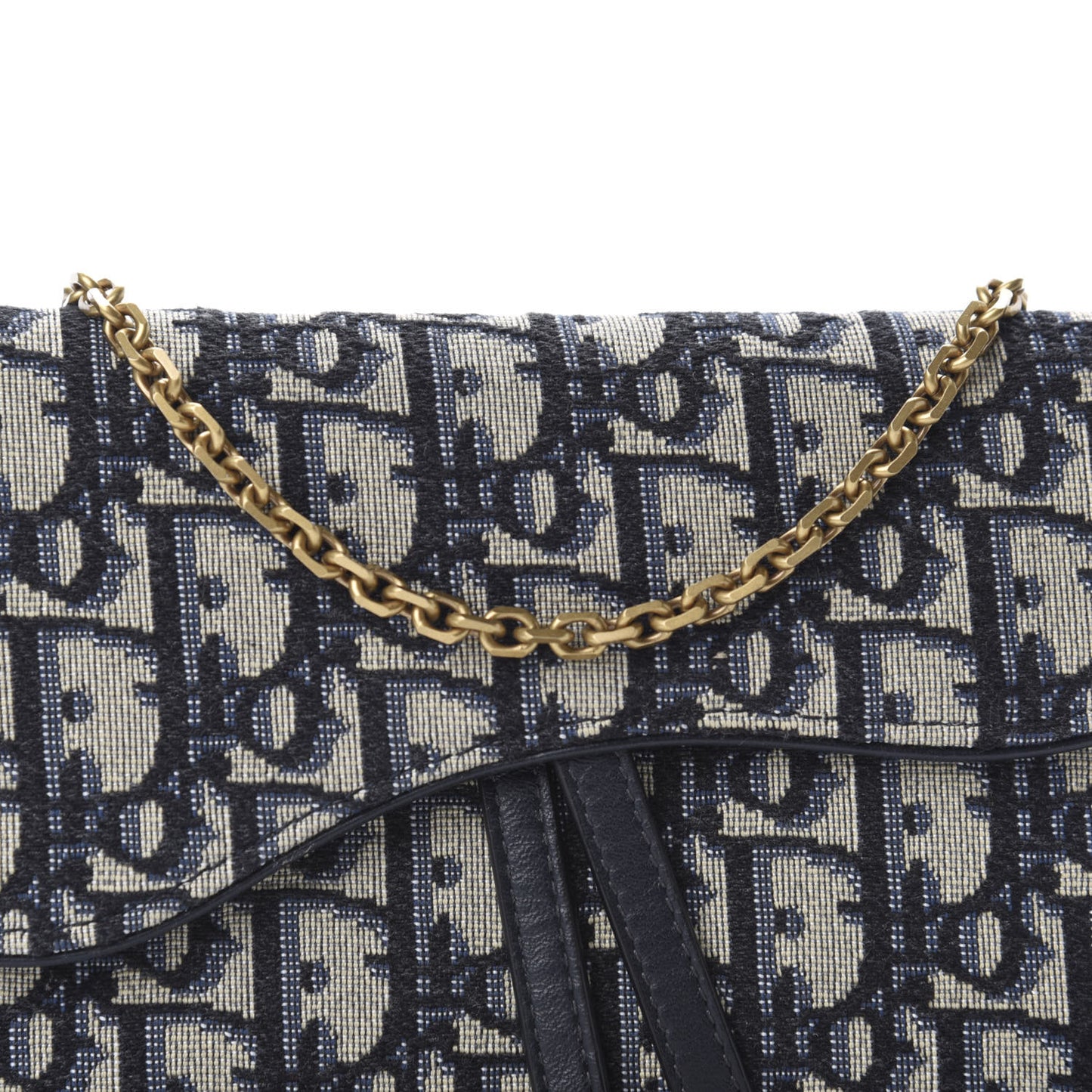 Oblique Saddle Chain Long Wallet Blue