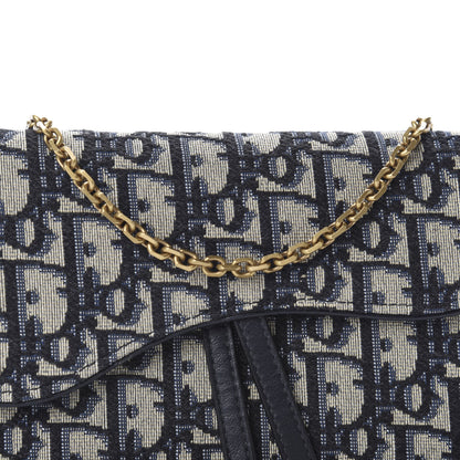 Christian Dior Oblique Saddle Chain Long Wallet Blue 9 of 9