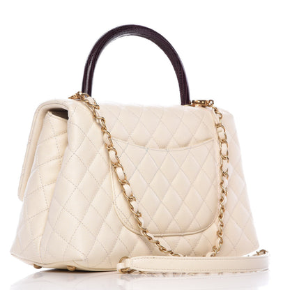 Chanel Caviar Lizard Quilted Small Coco Handle Flap Ivory 3 of 8