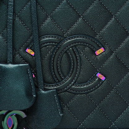 Chanel Iridescent Caviar Quilted Medium CC Filigree Vanity Case Dark Turquoise 8 of 11