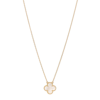 Van Cleef & Arpels 18K Yellow Gold Mother of Pearl Vintage Alhambra Pendant Necklace 1 of 6