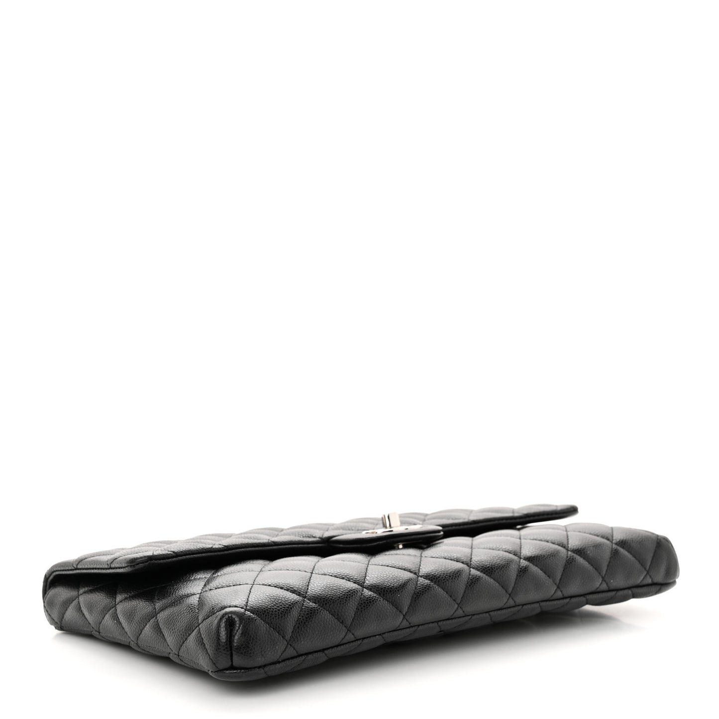 Caviar Quilted Flap Clutch Black