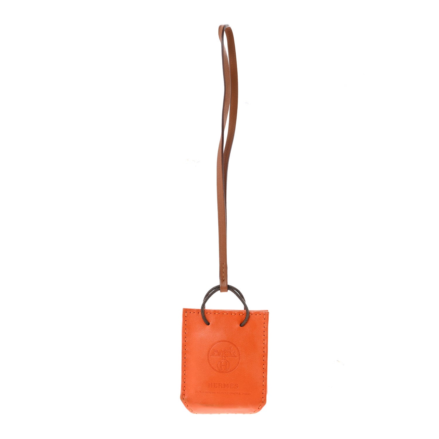 Hermes Milo Lambskin Swift Shopping Bag Charm Feu Gold 1 of 6