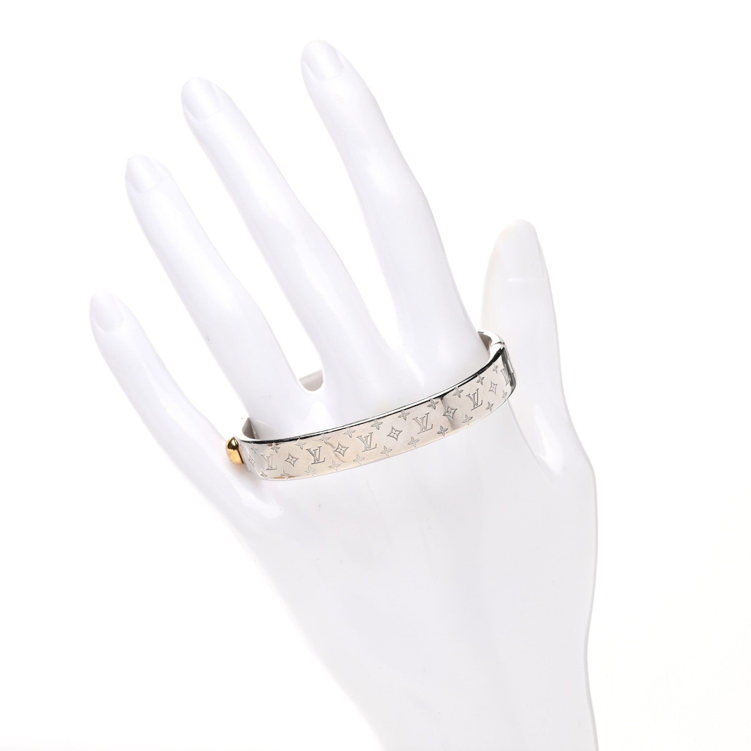 Louis Vuitton Palladium Monogram Nanogram Cuff S Silver 2 of 7