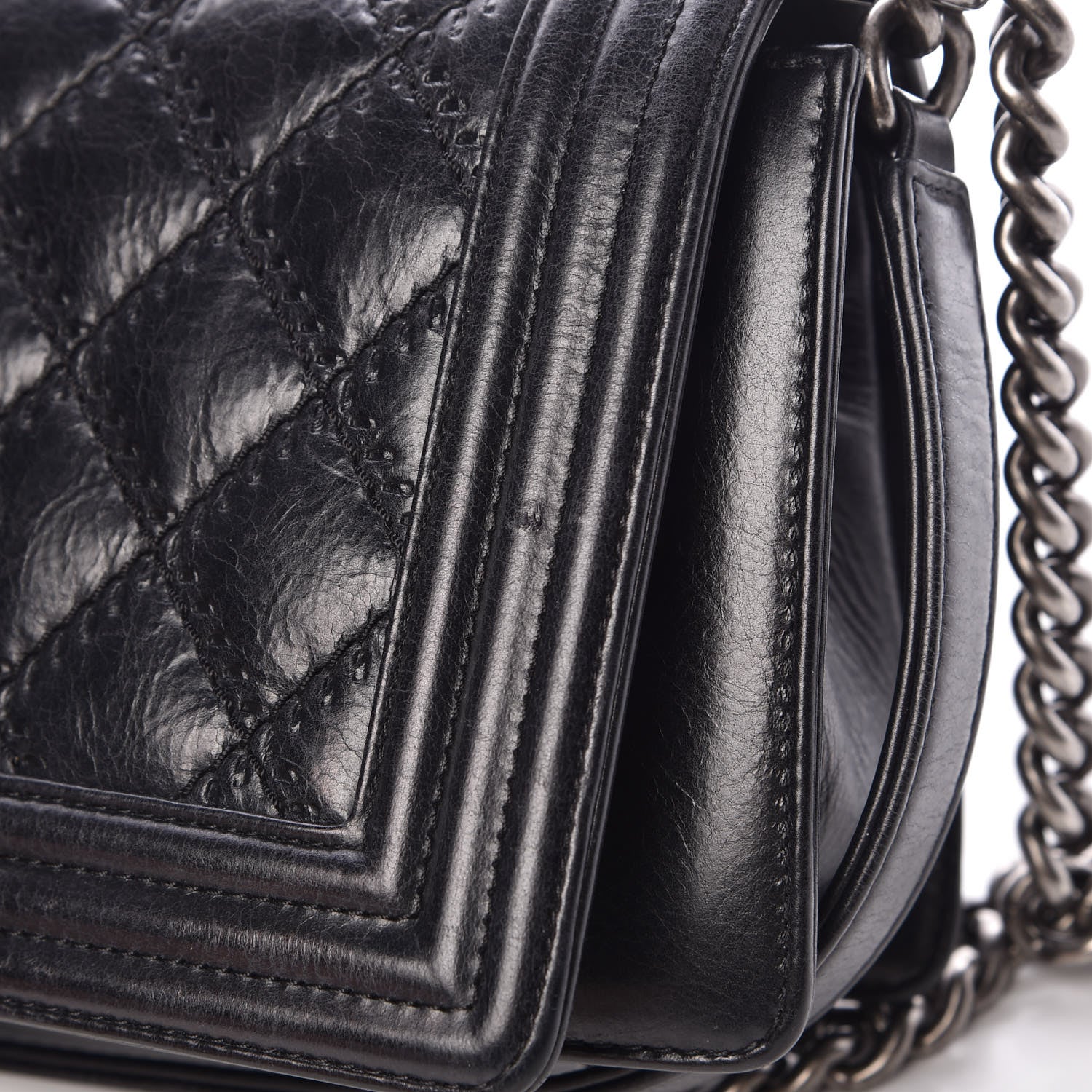 Chanel Calfskin Double Stitch Medium Boy Flap Black 14 of 15