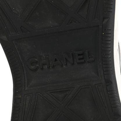 Chanel Suede Calfskin Embroidered CC Sneakers 39 Beige Black 7 of 9