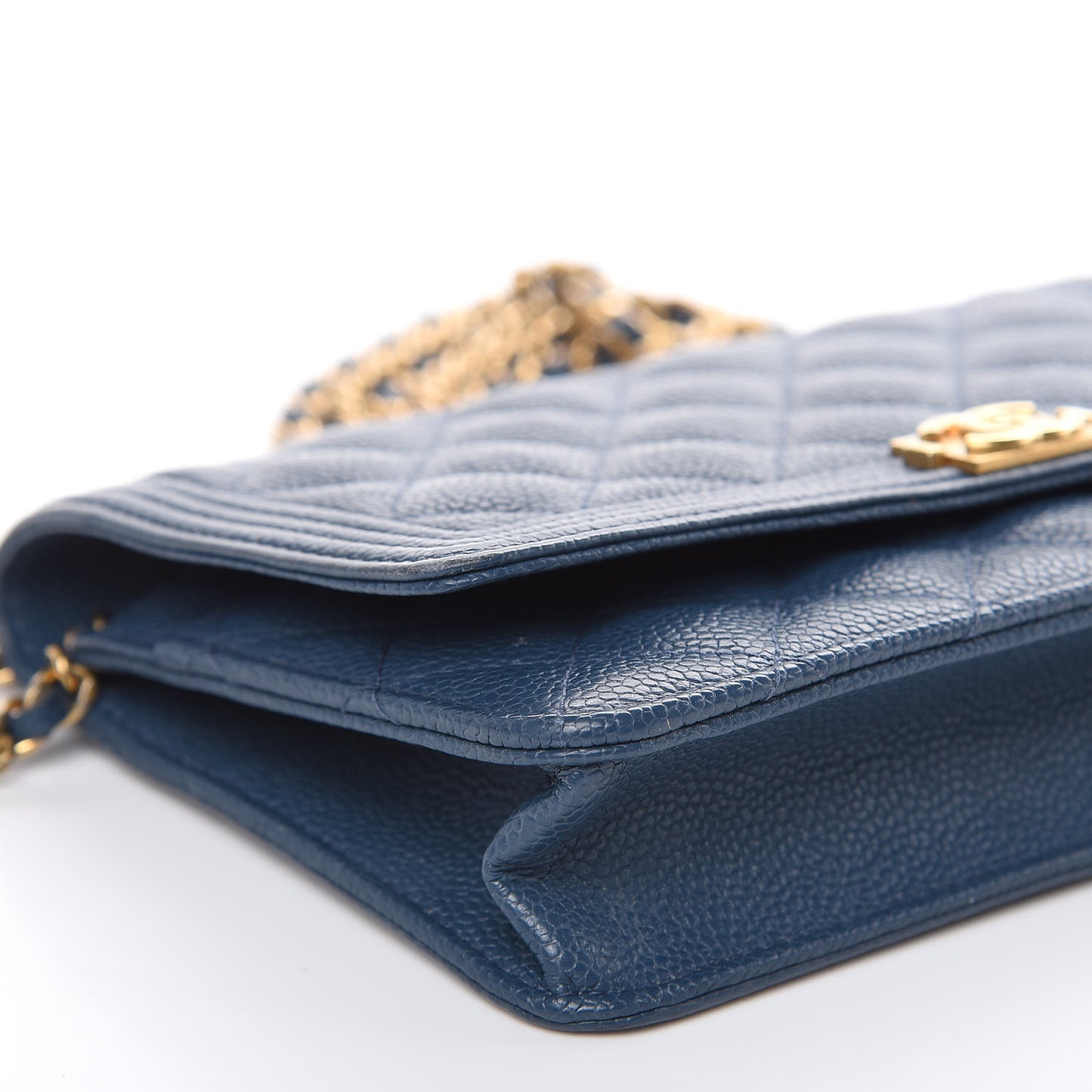 Caviar Quilted Boy Wallet On Chain WOC Blue