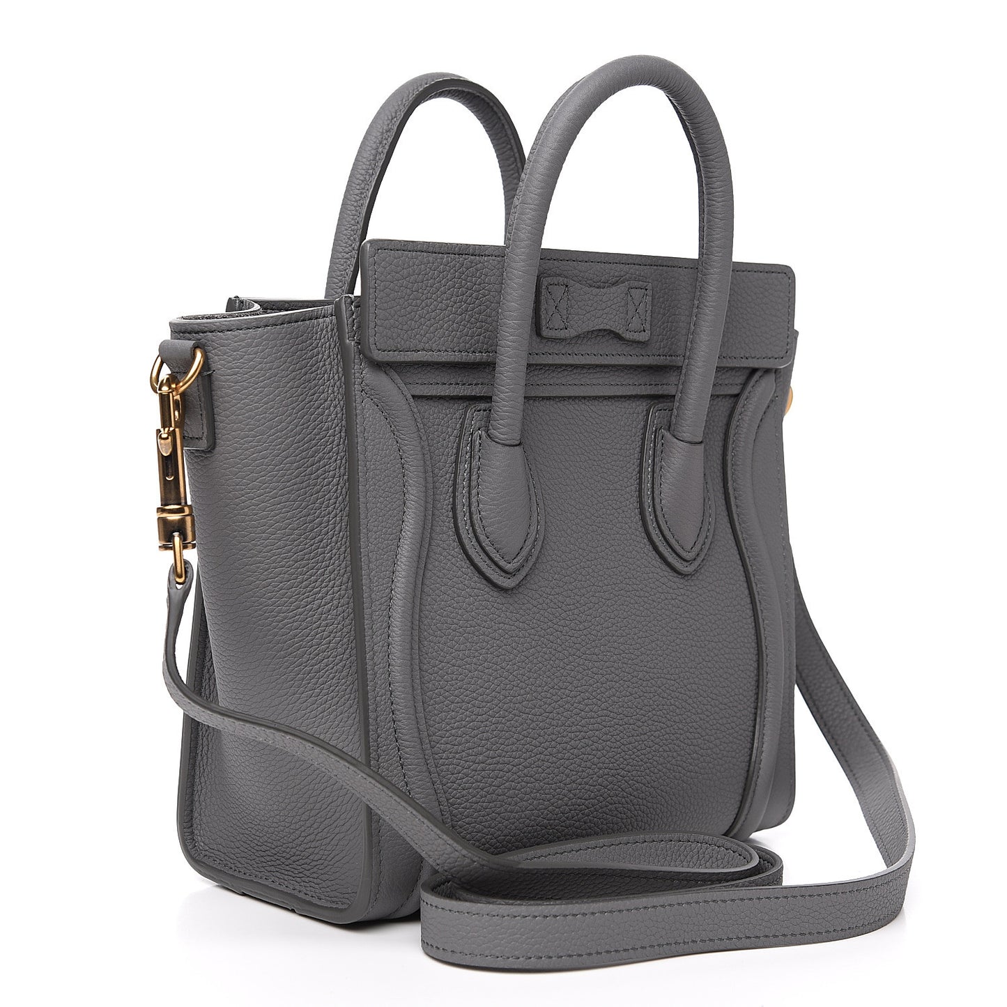 Drummed Calfskin Nano Luggage Kohl