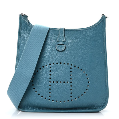 Hermes Taurillon Clemence Evelyne PM Blue Jean 1 of 10