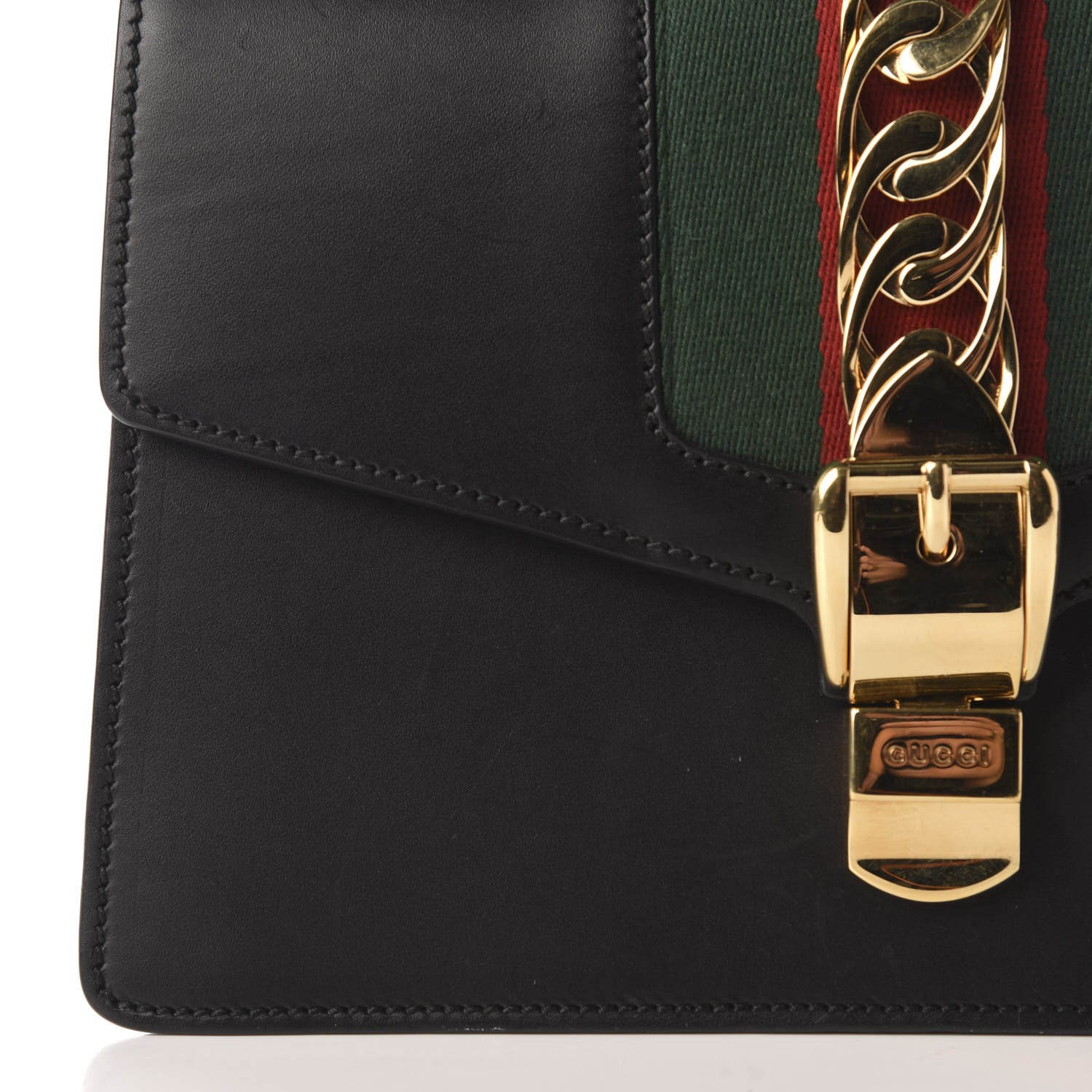 Gucci Calfskin Small Sylvie Shoulder Bag Black 10 of 11