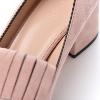 Gucci Kid Scamosciato GG Marmont Fringe 50mm Loafer Pumps 39 Crystal Pink 9 of 15