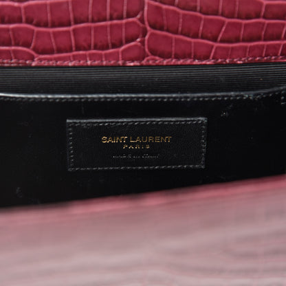 Saint Laurent Calfskin Crocodile Embossed Medium Classic Monogram Kate Tassel Satchel Dark Red 11 of 13